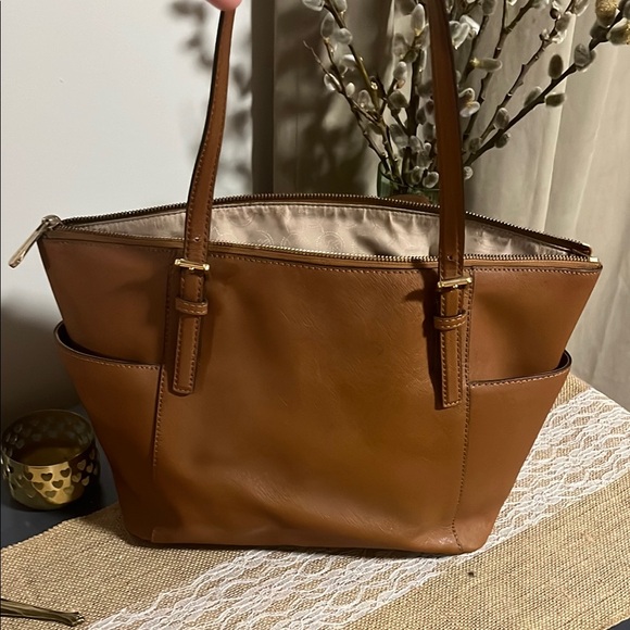 Michael Kors Tan Leather Tote with Signature Charm - Picture 9 of 17
